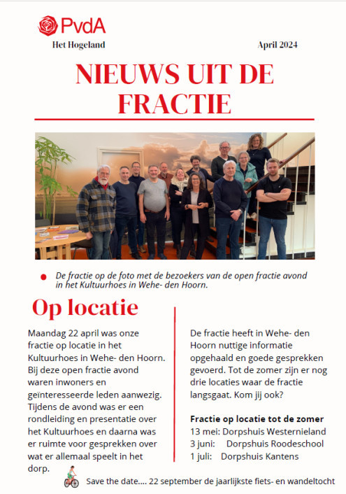 Nieuwsbrief van de fractie (april 2024)